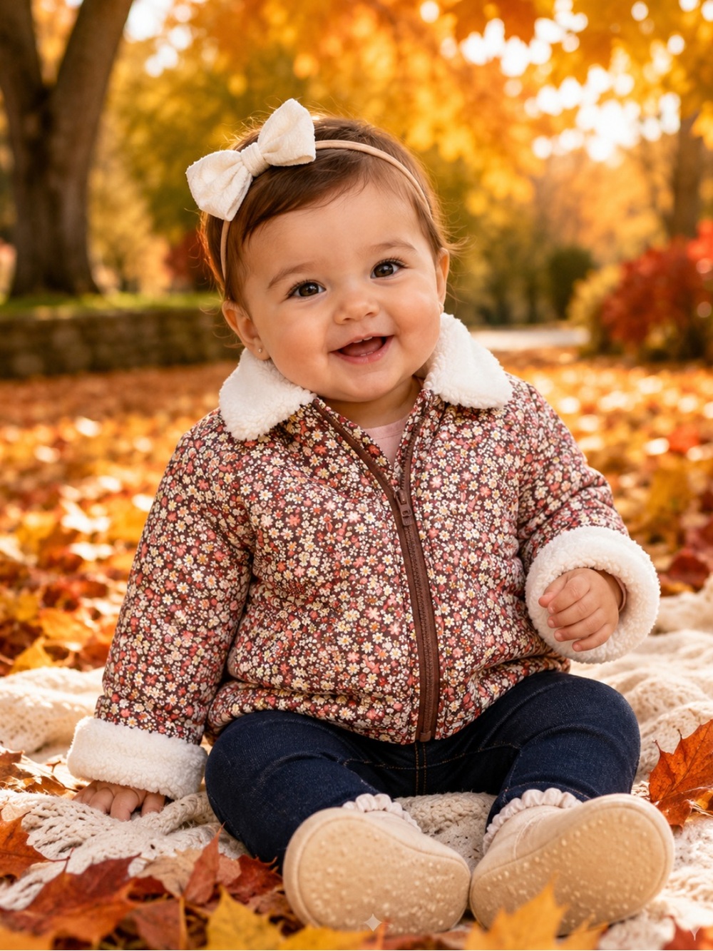 NWT First Impressions Baby Girl Floral Jacket with Faux Sherpa Trim‎ Fall Winter